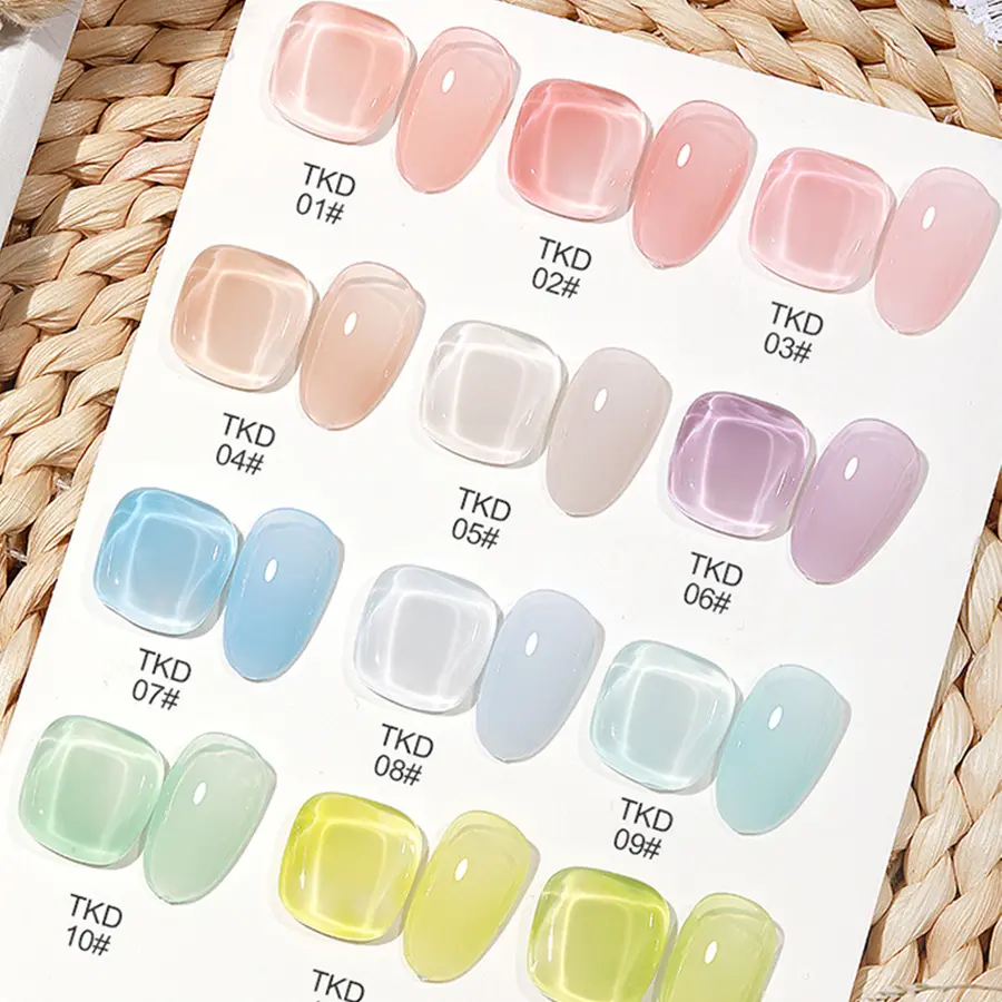 Printemps-Été Vernis à Ongles Gel Gelé Transparent Rose Glacé Vernis Gel Hybride Semi Permanent UV Coréen Manucure Nails Art