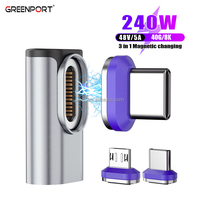 Adaptateur magnétique 24pin 240W | Convertisseur pour ordinateur portable 8K 60hz 40Gbps en forme de L avec embouts USB-C & IOS & Micro USB