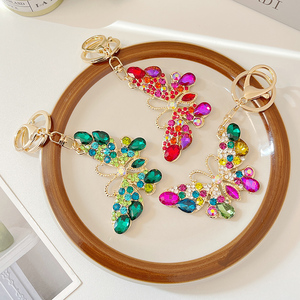 2025 phổ biến thời trang Bling Móc chìa khóa cho phụ nữ tuyệt đẹp đầy màu sắc pha lê chuồn chuồn phong cách hoạt hình phong cách làm bằng hợp kim - Product Image 4