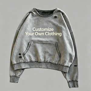 Sudadera con cuello redondo, estilo vintage, con efecto desgastado, personalizada con logotipo, estilo urbano, informal, para hombre - Product Image 3