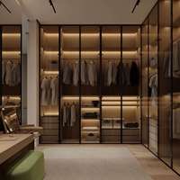 Dressing sur mesure moderne de luxe haut de gamme avec portes en verre pour mobilier de chambre