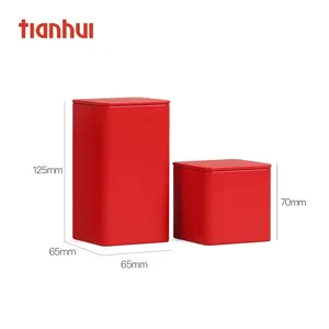 Tea Metal Tin Can Tianhui Food Tea Packaging Metal Tin Can Box Black Square Tea Container Tin/Golden Tea Candy Jar Tin Can