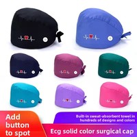 Topi Bedah 100% Katun Bergaris Dapat Disesuaikan Unisex untuk Perawat Ruang Operasi, Gigi, dan Kemoterapi untuk Pria Wanita
