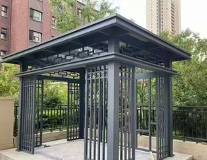 Отдельностоящая современная беседка из алюминиевого сплава с водонепроницаемой крышей из закаленного стекла с двойным остеклением, экологичная, для двора, на все времена года - Product Image 2