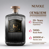 Vente directe d'usine, bouteille de vin en verre de 750 ml, bouteilles de liqueur noires personnalisées, bouteille carrée de haute qualité, tequila avec bouchon