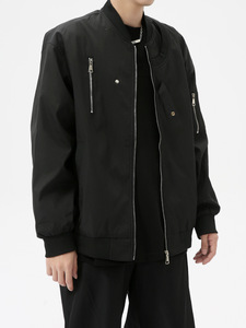 Chaqueta Americana de Estilo Urbano con Cremallera Decorativa, Chaqueta de Béisbol Funcional, Chaqueta Informal Tipo Cárdigan - Product Image 1