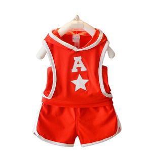 Produits très demandés : Ensemble de sport d'été à capuche, sans manches, motif lettres, rouge, noir et blanc, style boutique - Product Image 1