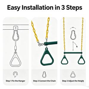 Barra de Columpio Tipo Trapecio para Patio Trasero, Accesorios para Columpio de 16.5 Pulgadas, Cadenas de Aleación Recubierta de <span class=keywords><strong>47</strong></span> Pulgadas, 2 Ganchos de Seguridad, Capacidad Máxima <100 kg - Product Image 3