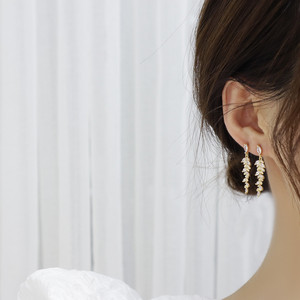 Versátiles pendientes de moda famosos de Internet con diseño de hoja de borla larga temperamento circón oreja de <span class=keywords><strong>trigo</strong></span> y nicho estilo versátil - Product Image 4
