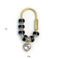 Porte-clés en forme de U avec perles à motifs naturels, breloque de sac avec pendentif cœur en cristal, accessoire de sac fait main pour femme, cadeau