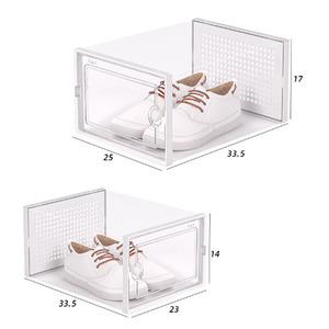 Boîte à chaussures transparente en plastique, organisateur rectangulaire pliable et anti-poussière, rangement pour la maison et le dortoir, armoire à chaussures en gros - Product Image 6