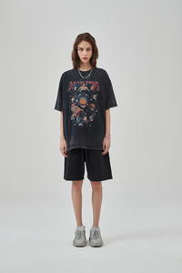 Anime sei Payne Print stile Vintage Day per fare vecchia t-shirt lavata a maniche corte vento scuro - Product Image 2