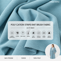 Kain Rajut Strip Poli Kation 100% Poliester 360GSM 150cm Hangat Kuat Terstruktur Tebal untuk Mantel Jaket Grosir Kustom