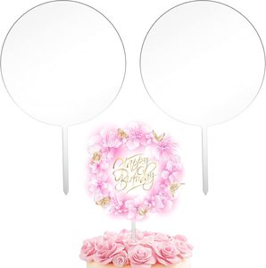 Disque acrylique transparent avec cœur adhésif, support de gâteau en acrylique vierge, personnalisable pour DIY, décorations de gâteau Joyeux Anniversaire et Mariage - Product Image 5