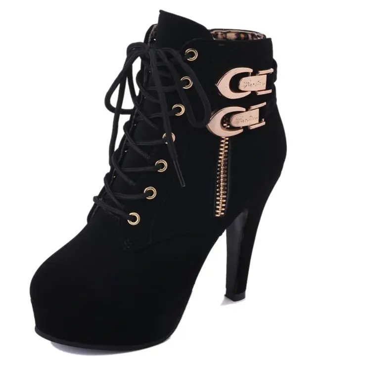 Wholesale New Style Custom Thin Heels Black Ankle Boots For Women