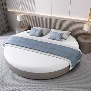 Cama Moderna King-Size con Plataforma, Cama Redonda y <span class=keywords><strong>Grande</strong></span> <span class=keywords><strong>de</strong></span> Cuero para Dormitorio, Muebles para el Hogar - Product Image 3