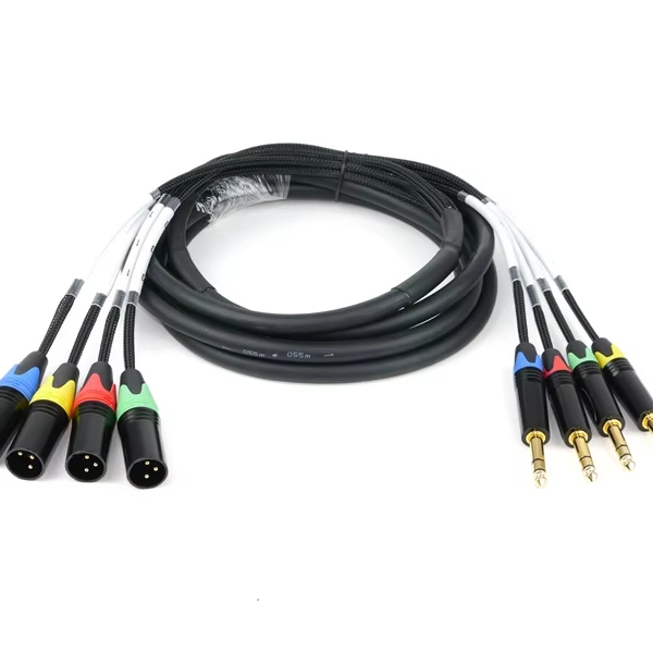 4-Channel XLR Male 6.35mm TRS Coaxial Cable Gold Plated for Stage Audio Mixer for Microphone Guitar Speaker PVC Various