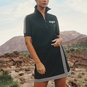 Conjunto de tenis para mujer personalizado con sudadera de media cremallera, top de golf de manga larga elástico de cintura alta suave y sudadera con estampado frontal en la cintura - Product Image 1