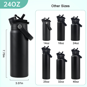 Bouteille d'eau isotherme à double paroi sous vide de 24 <span class=keywords><strong>oz</strong></span> avec logo personnalisé, anti-fuite, pour le sport, l'école et les voyages, avec couvercle <span class=keywords><strong>2</strong></span>-en-<span class=keywords><strong>1</strong></span> à bec verseur et paille - Product Image 5