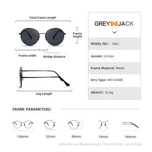 Gafas de Sol Redondas de Metal Greyjack, Montura Negra, Lentes TAC, Protección UV400, Estilo Moderno Unisex - Product Image 4
