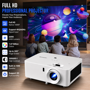 Proyector Láser Sharp XG-TK456ZA 1080P con Baja Latencia <span class=keywords><strong>de</strong></span> Entrada, 6000 Lúmenes, Compatible con 3D, Portátil para Juegos y Películas - Product Image 1