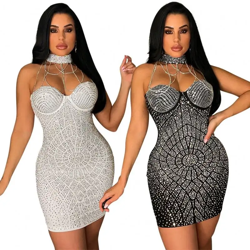 2024 New Latest Design Sexy Club Dresses Tight Wrapped Chest Tassel Party Dresses Women Bodycon Dress