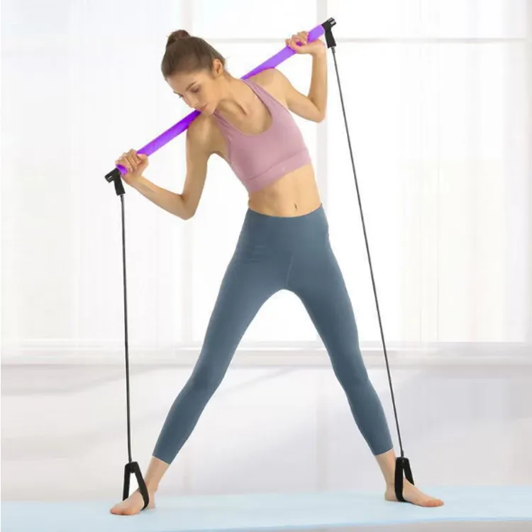 Benutzer definierte Toning Stick Gummis ch lauch Stretching Gym Fitness tragbare Pilates Bar mit Widerstands bändern