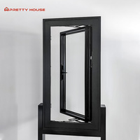 NFRC American impermeable doble acristalamiento vidrio templado aluminio toldo ventana abatible ventanas de aluminio con pantalla