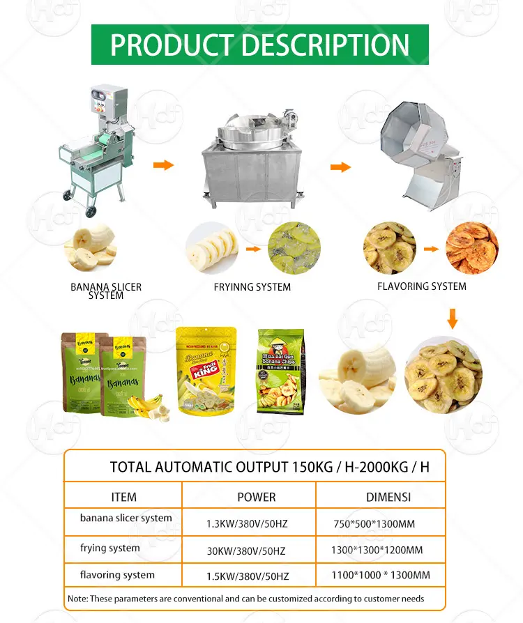 Linee di produzione di Chips di Banana 300 industriale-1000kg/ora completamente automatica macchina per la produzione di trucioli di piantaggine su piccola scala