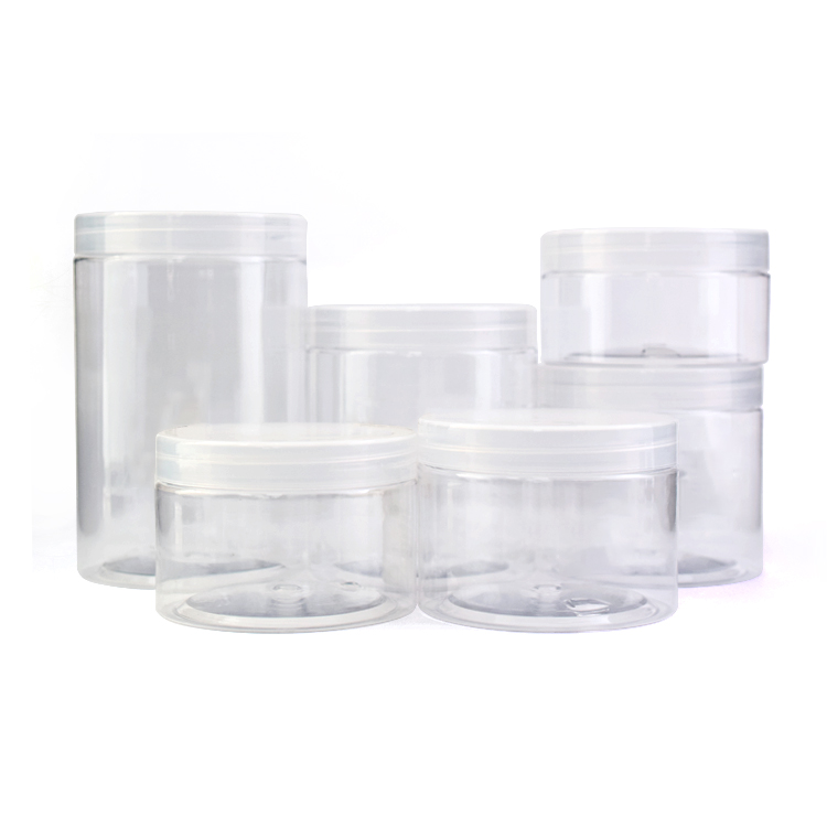 Low Moq 1000ml 500ml 300ml Stock PET Clear Plastic Flower Concentrate Jar Fresh Cream Plastic Jar With Lids