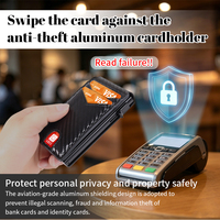 Porte-cartes intelligent escamotable en gros pour hommes, portefeuille minimaliste anti-RFID avec pince à billets, fenêtre d'identification, fin, en aluminium, pliable, personnalisé