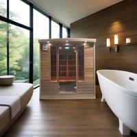 Sauna Portátil Big Bear para 4 Personas, Calentador de Carbono, Madera de Cedro Rojo, Ecológica, Ligera, Comercial, Moderna, para Uso en Interiores, Bajo EMF, Far