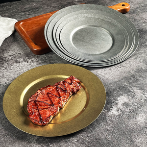 ヴィンテージスタイルのステンレス鋼プレート、多目的韓国風食卓トレイ - Product Image 2