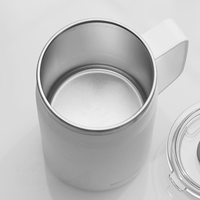 Tasse à café à double paroi de 450 ml/15 oz en acier inoxydable résistant à la chaleur avec couvercle en option