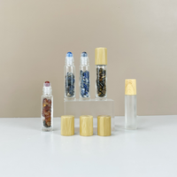 Flacon roll-on pour huiles essentielles et parfums 5ml 10ml avec bouchon en bambou, sérigraphie mate, flacon roll-on portable en acier inoxydable
