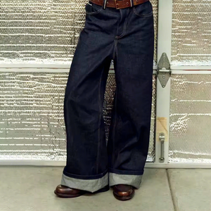 YUCHEN Custom 14 oz Japanese Raw Fabric Selvedge Denim <strong>Jeans</strong> Pour Hombre Manufacturers <strong>Red</strong> Line Baggy Denim Pants for <strong>Men</strong> - Product Image 2