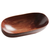 Plateau de service ovale long en bois de Schima sculpté à la main pour la restauration, la maison, la cuisine et les fêtes - Vente en gros
