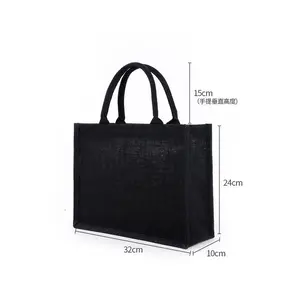 Jute Shopping Bag Wholesale Friendly Dyed Jute OEM Customized printing tote bag with inner lamination