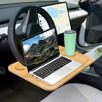 Plateau de volant de voiture en bambou, plateaux en bois pour manger bureau de tour de voiture pour travailler