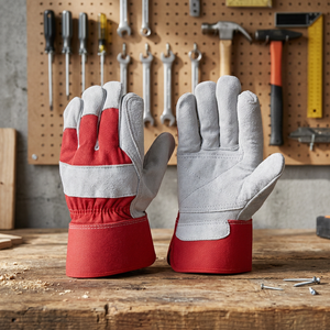Guantes de Seguridad de Cuero Resistentes al Calor, para Trabajos de Bomberos y Soldadura, Resistentes a la Abrasión, con Puño Rojo, Antideslizantes, Sin Látex ni Silicona - Product Image 2