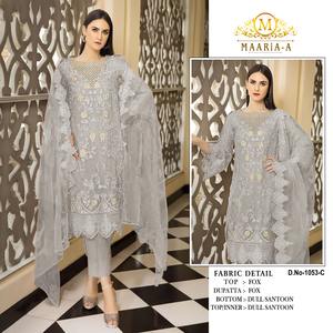 Georgette Faux คุณภาพสูงพร้อมลําดับการเย็บปักถักร้อยชุด Salwar ของปากีสถานสําหรับโอกาสพิเศษจากอินเดีย - Product Image 3