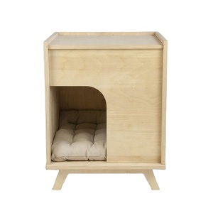 Niche en bois massif pour animaux domestiques, lit pour chat, accessoire moderne - Product Image 1
