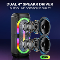 Haut-parleur d'extérieur double woofer 4 pouces 10W avec dégradé de flammes RGB pour stéréo numérique TWS 5.0 pour ordinateur et téléphone portable