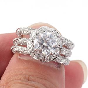 ทองคำขาวแท้ 10k 14k 18k ทรงกลมเจียระไนแบบบริลเลียนท์ แหวนเพชรโมอิสซาไนต์แท้ เรียงซ้อนกันได้ สำหรับผู้หญิง ใส่เป็นแหวนหมั้น - Product Image 2