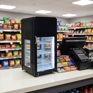 Réfrigérateur de présentation de boissons Meisda SC68GS personnalisé, commercial, 68L, avec porte vitrée sur quatre côtés, refroidissement direct, certifié CE - Product Image 1