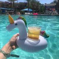 PVC flamant rose gonflable porte-gobelet piscine jouets en gros été piscine tasse dessin animé natation jouets gonflables boisson flotteurs tasses