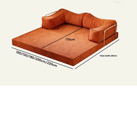 Sofá Cama Modular de Espuma Viscoelástica Comprimida, Plegable, Todo en Uno, de Doble Uso, Diseño Moderno y Minimalista con Brazos Cuadrados para Salas de Estar