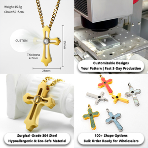 Giveluck dự qua mặt dây chuyền vòng cổ bán buôn thép không gỉ tùy chỉnh màu sắc và hình ảnh và văn bản cho nhà thờ tôn giáo - Product Image 3