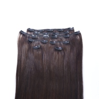 Extensions à clips 100% cheveux humains indiens, lisses naturels, Remy, à trame unique, teints, ensemble complet pour la tête RUISI CL-005