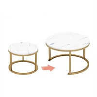 Table basse extensible moderne en métal noir et or avec plateau en verre, meubles de salon